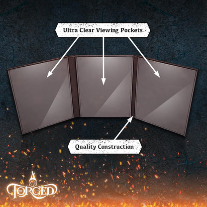 Game Master Screen - 30In Portrait DM Screen Compatible with Dungeons and Dragons and Other TTRPG - Faux Dragon Skin with Clear Dry Erase 8.5 X 11 Pockets - Slipcase Stores with DND Books - Brown