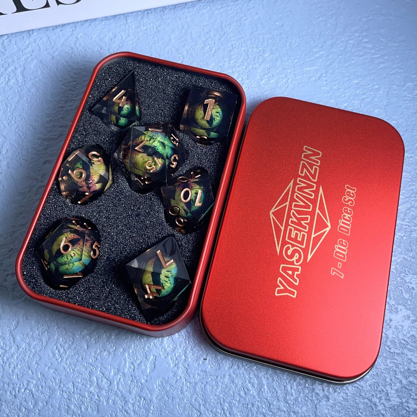 Sharp Edge Active Eye Dice Sets for RPG Role Playing Dungeons and Dragons Resin Polyhedral D20 D12 D10 D8 D6 D4 DND Accessories