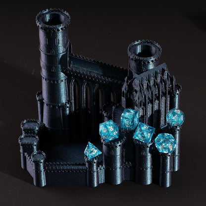 Handcrafted 7-Piece Blue Sand & Silver DND Dice Set with Liquid Core and Gift Case - Perfect for Dungeons & Dragons and RPG Table Games