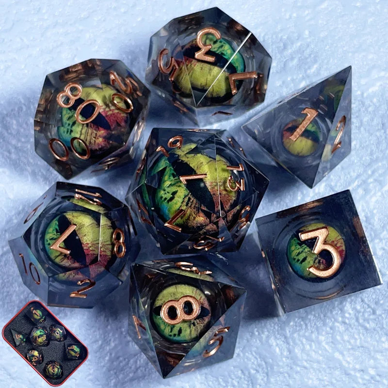 Sharp Edge Active Eye Dice Sets for RPG Role Playing Dungeons and Dragons Resin Polyhedral D20 D12 D10 D8 D6 D4 DND Accessories
