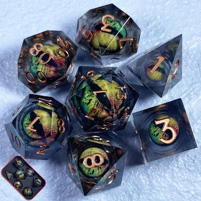 Sharp Edge Active Eye Dice Sets for RPG Role Playing Dungeons and Dragons Resin Polyhedral D20 D12 D10 D8 D6 D4 DND Accessories