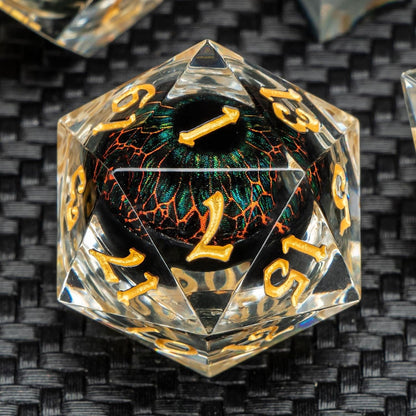 Float Liquid Core Resin Dice Set with Gift Box, Cool Sharp Edge Beholder Eye DND Dice, Polyhedral Role Playing Game D and D Dice D20 D12 D10 D8 D6 D4