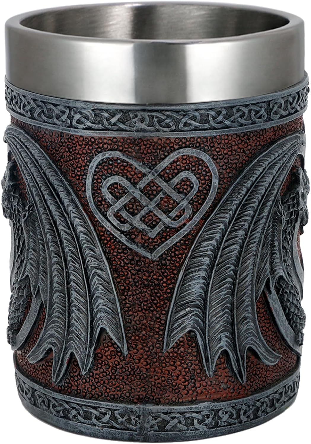 Medieval GOT Dragon Coffee Mug - Heart Design Double Dragons | a Perfect Game Mug of Thrones Gift for Fans, Dungeons and Dragons Mugs for Adults, Valentines, Weddings, Stainless Steel Mug