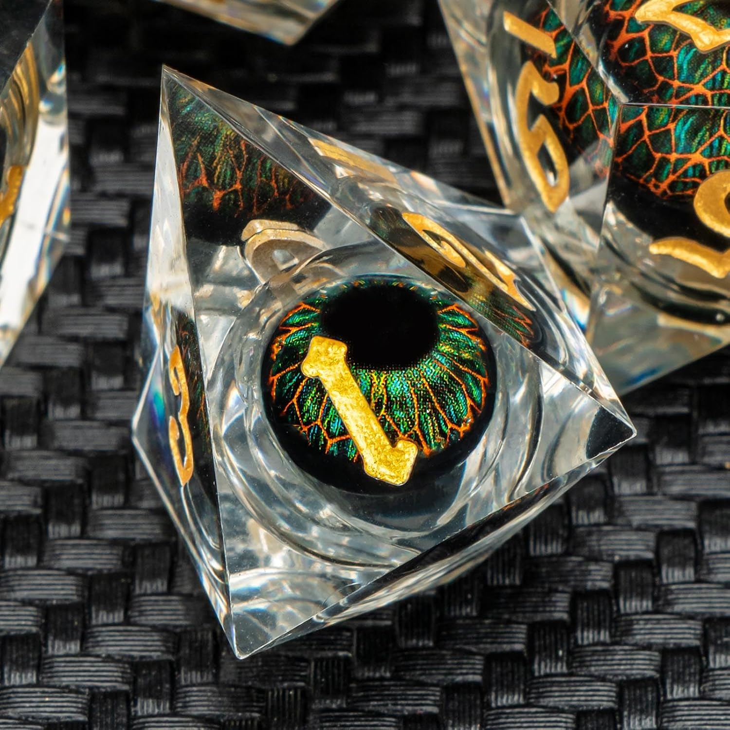 Float Liquid Core Resin Dice Set with Gift Box, Cool Sharp Edge Beholder Eye DND Dice, Polyhedral Role Playing Game D and D Dice D20 D12 D10 D8 D6 D4