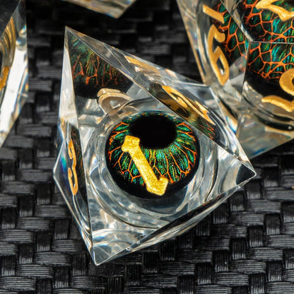 Float Liquid Core Resin Dice Set with Gift Box, Cool Sharp Edge Beholder Eye DND Dice, Polyhedral Role Playing Game D and D Dice D20 D12 D10 D8 D6 D4