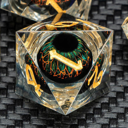 Float Liquid Core Resin Dice Set with Gift Box, Cool Sharp Edge Beholder Eye DND Dice, Polyhedral Role Playing Game D and D Dice D20 D12 D10 D8 D6 D4