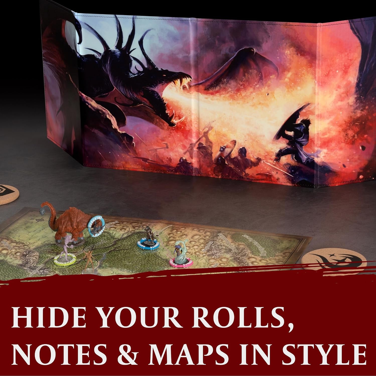 DND DM Screen 5E - D&D Dungeon Master Screen Full Color Print with Customizable Inserts - Dungeons and Dragons GM / Game Master Accessories Gift for Man or Woman. Hide Your Dice Rolls, Maps & Books.