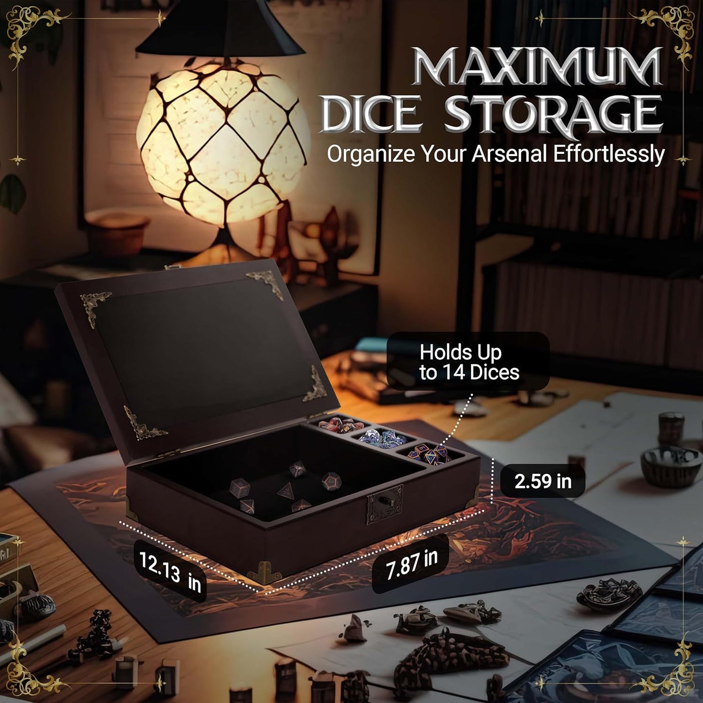 Dungeons and Dragons Starter Set 3 in 1 - Dnd Dice Tray with Metal Dnd Set - Dnd Dice Box | DND Starter Set with Dnd Journal (200 Page) - Dnd Starter Kit for Dungeons & Dragons Players