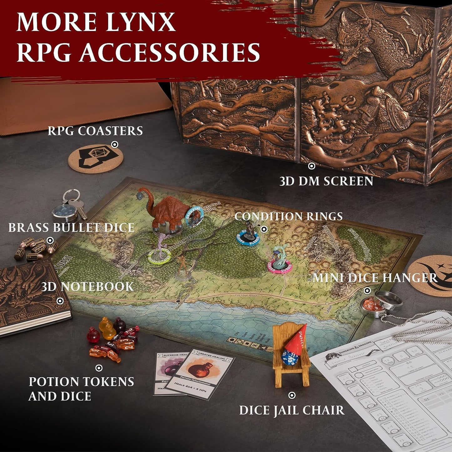 DND DM Screen 5E - D&D Dungeon Master Screen Full Color Print with Customizable Inserts - Dungeons and Dragons GM / Game Master Accessories Gift for Man or Woman. Hide Your Dice Rolls, Maps & Books.