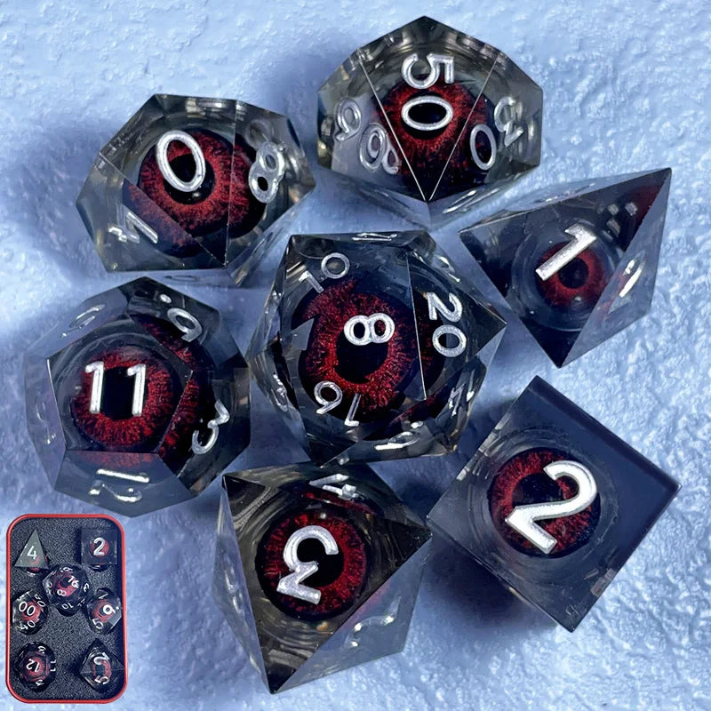 Sharp Edge Active Eye Dice Sets for RPG Role Playing Dungeons and Dragons Resin Polyhedral D20 D12 D10 D8 D6 D4 DND Accessories